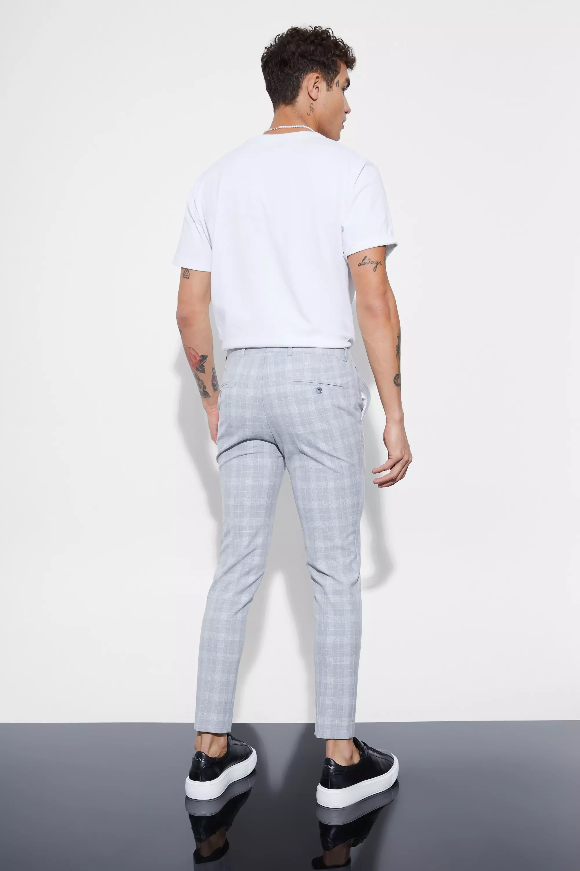 Skinny cropped checked on sale trousers